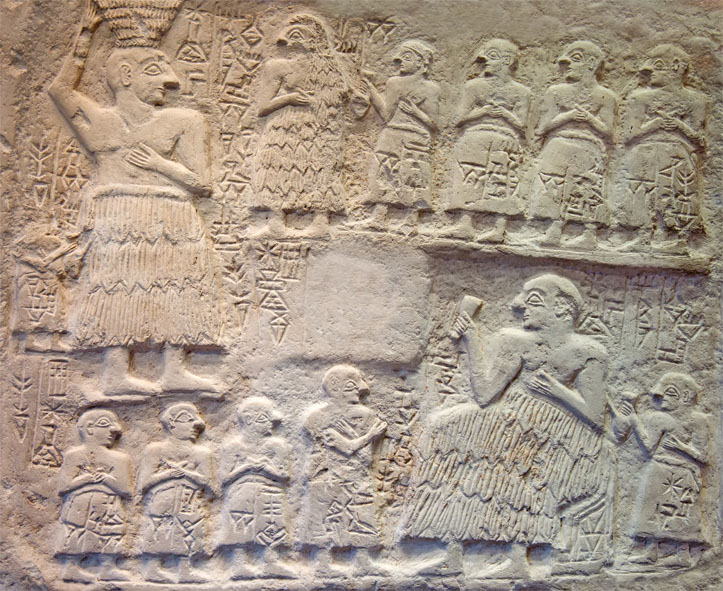 Ancient Mesopotamian (Sumerian) stone carving with cuneiform scripting