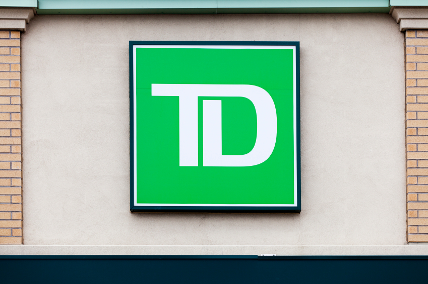 Toronto-Dominion bank logo of a large T and D interconnected.