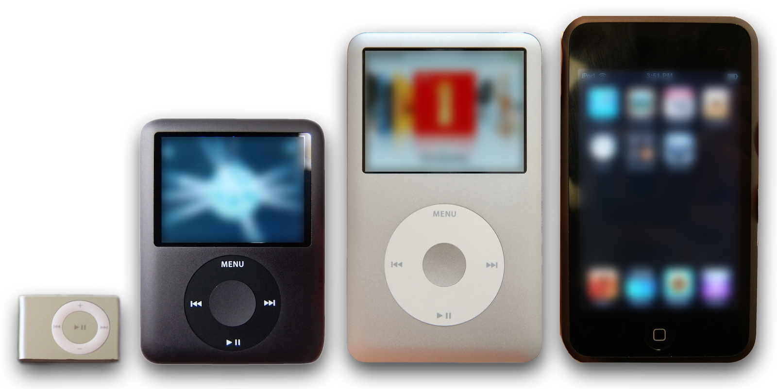 Four Apple iPod models