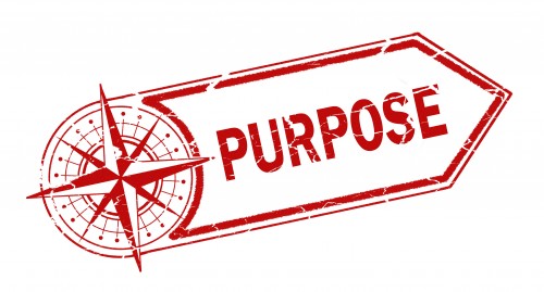 The word “purpose” inside of an arrow accompanied by a nautical star