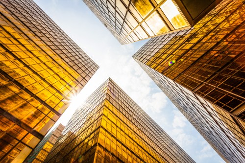 Buildings and sky in perspective
