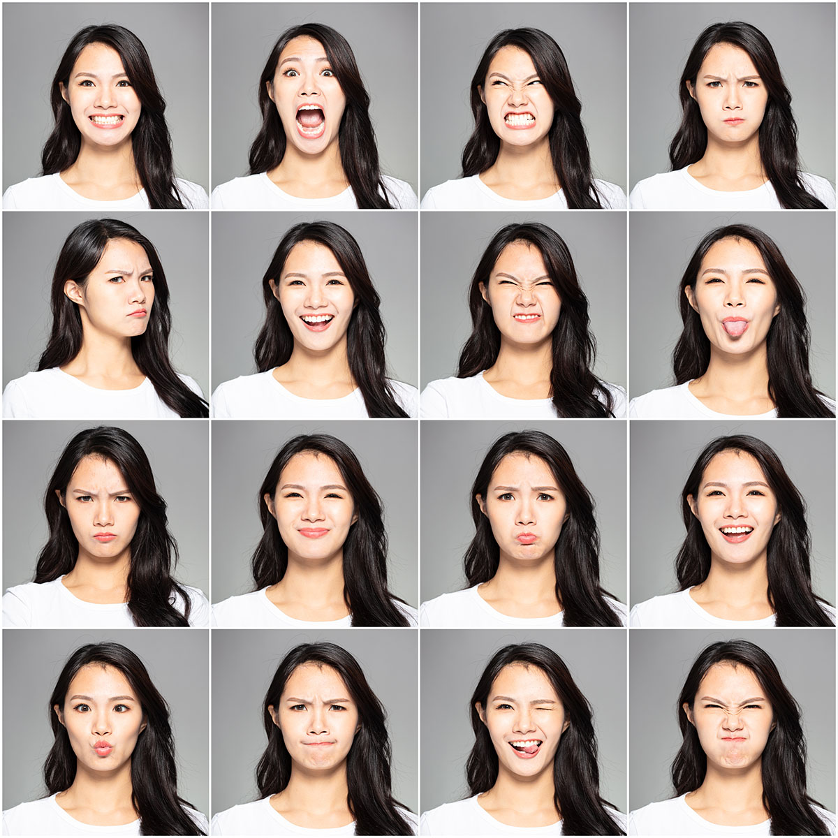  collage avec différentes expressions faciales sur le même jeune