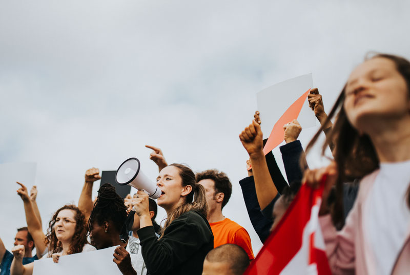  Un groupe d'activistes lors d’une manifestation