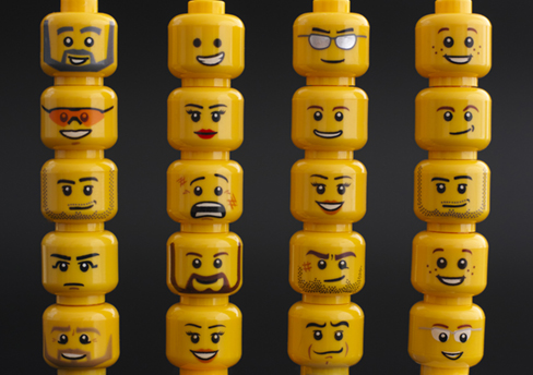 Lego Heads showing different basic emotions