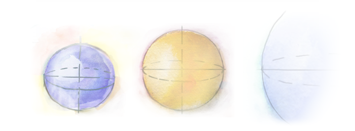 Sphere, three of varying sizes