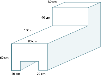 3-D drawing at a scale of 1 : 10. Provides partial top, side, front view. Front view is upside down U shape. Side view is an L shape