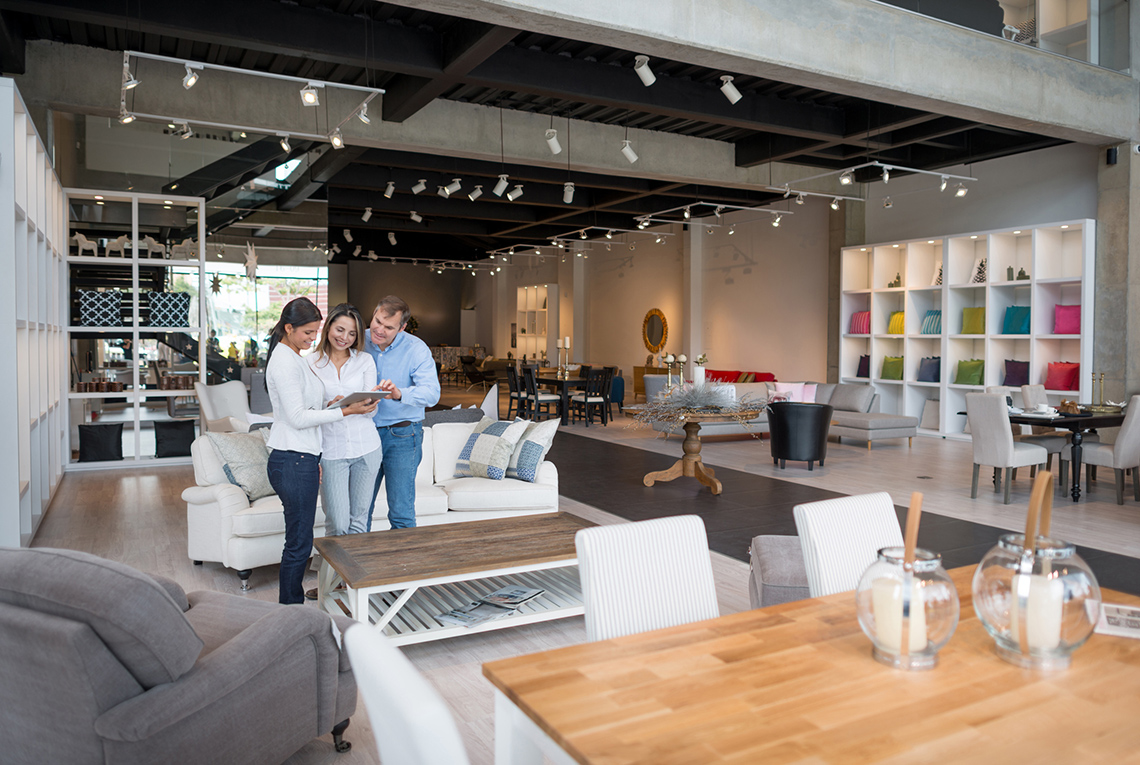 Couple shopping at a furniture store