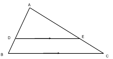 ΔABC with point D on side AB and point E on side AC such that DE is parallel to BC.
