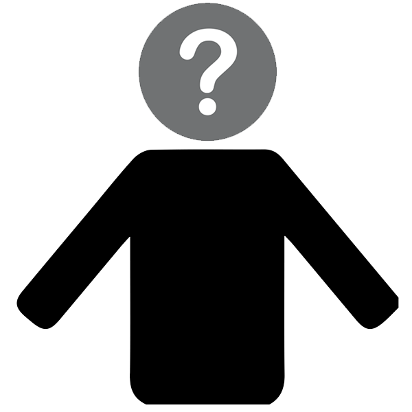 A question mark placed over the shape of a
person’s silhouette.