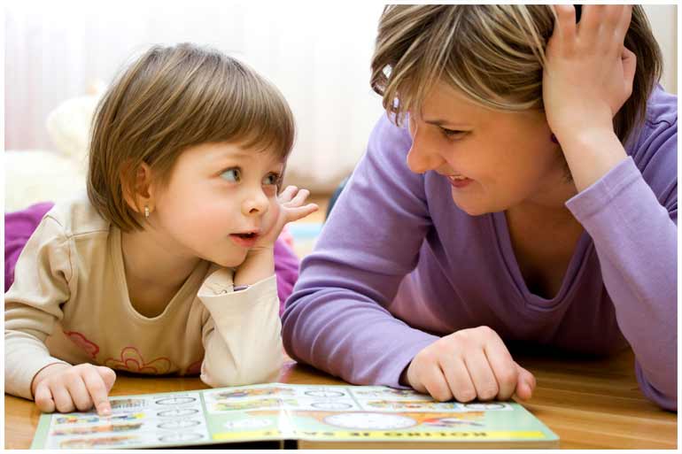 Mother and child reading