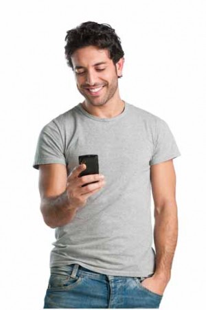Young man reading his smart phone