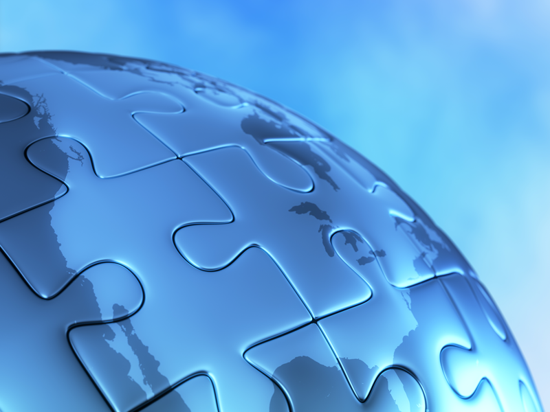 A globe with puzzle texture